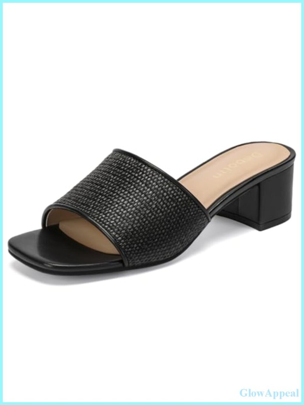 Woven Square Toe Block Heel Slip On Sandals Summer Beach Mules